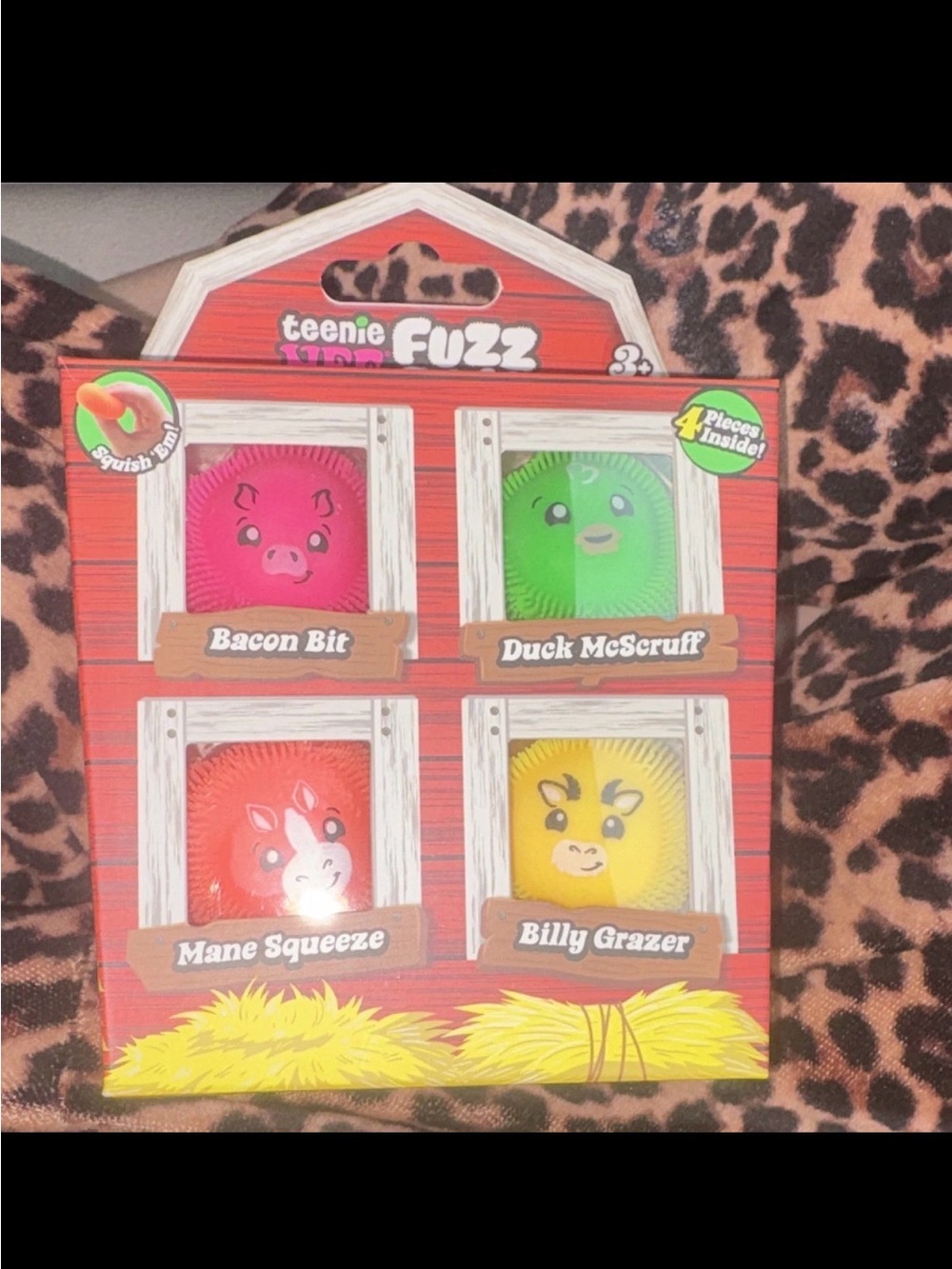 Teenie Fuzz Squish Toys 4-Pack – Pink, Green, Red, Yellow